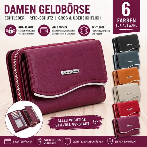 Damen geldbörse echtleder - damen,