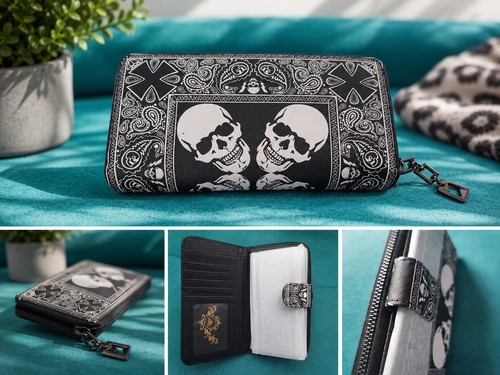 Geldbörse totenkopf gross - geldbörse,